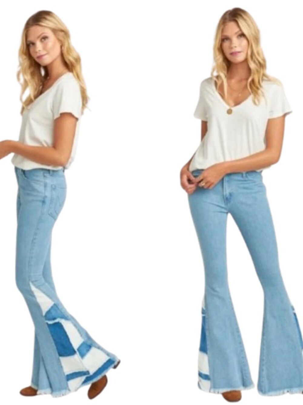 Show Me Your Mumu Woodstock Flare Bell Bottom Jeans Size 28 Echo Wash - Picture 2 of 13